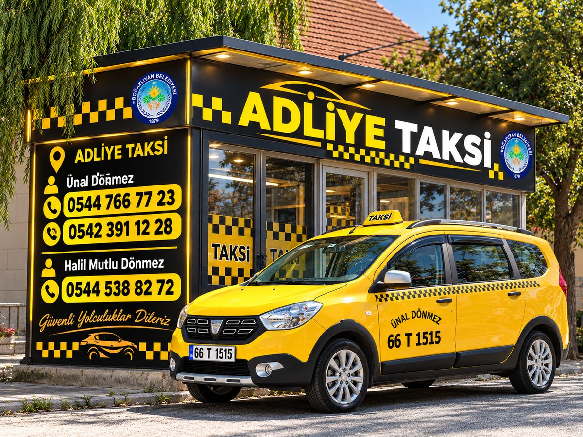 Boğazlıyan Adliye Taksi Durağı – Kaymakamlık karşısındaki sarı taksi ve durak binası